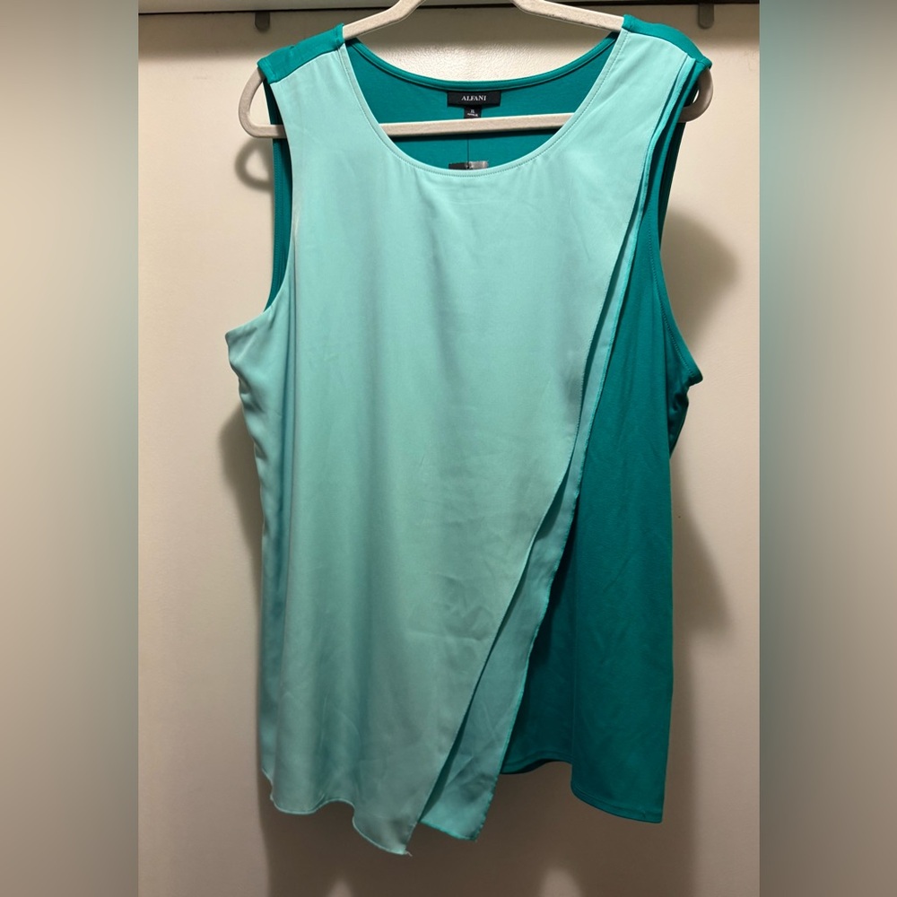 Alfani Aqua Layered Sleeveless Blouse Size XL